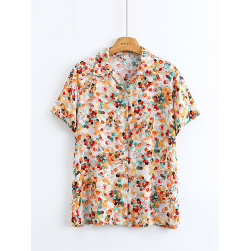 棉綢短袖襯衫女2025年夏薄款寬松媽媽襯衣翻領開衫奶奶人造棉上衣 棉綢短袖襯衫女2025年夏薄款寬松媽媽襯衣翻領開衫奶奶人造棉上衣