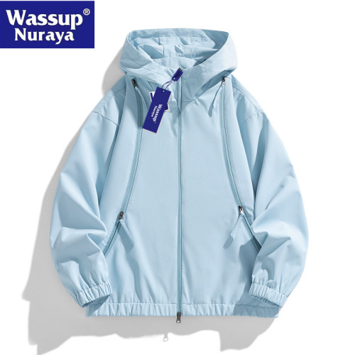 WASSUP Nuraya潮牌山系戶外防水沖鋒衣男秋季寬鬆外套青少年夾克