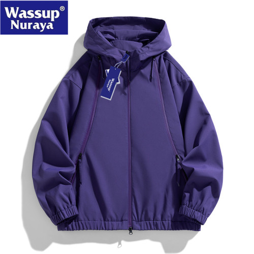 WASSUP Nuraya潮牌山系戶外防水沖鋒衣男秋季寬鬆外套青少年夾克