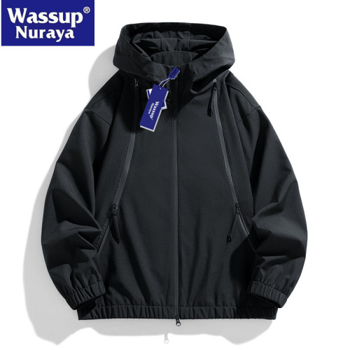 WASSUP Nuraya潮牌山系戶外防水沖鋒衣男秋季寬鬆外套青少年夾克