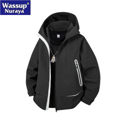 WASSUP Nuraya潮牌美式戶外三防連帽沖鋒衣男山系徒步登山服夾克