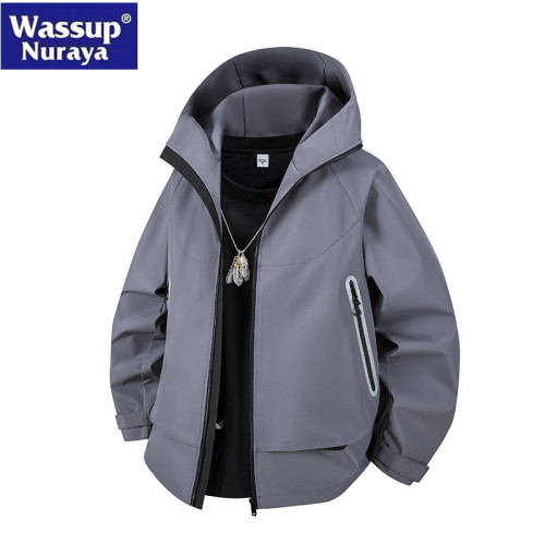 WASSUP Nuraya潮牌美式戶外三防連帽沖鋒衣男山系徒步登山服夾克