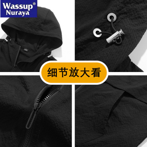 WASSUP Nuraya潮牌美式工裝無袖背心男2025夏季戶外連帽運動休閒