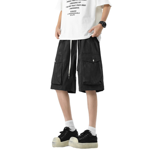 WASSUP NURAYA男短褲休閒夏季寬松工裝速乾直筒沙灘青年五分褲子