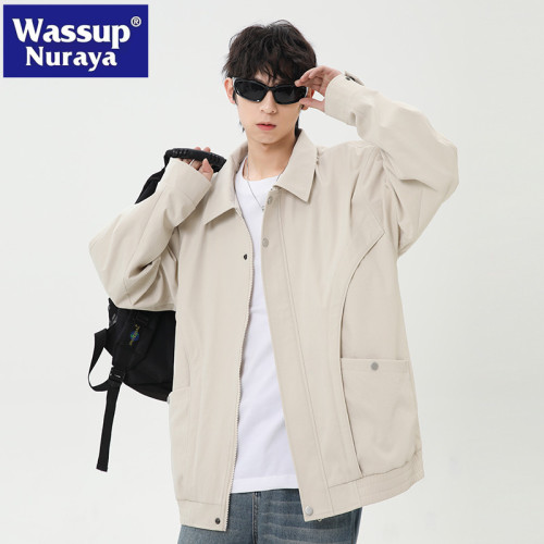 WASSUP NURAYA美式工裝夾克男春秋2025新款潮牌寬松休閒翻領外套