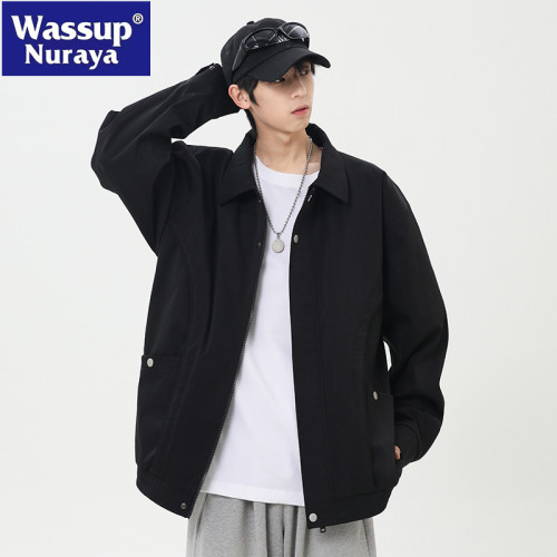 WASSUP NURAYA美式工裝夾克男春秋2025新款潮牌寬松休閒翻領外套