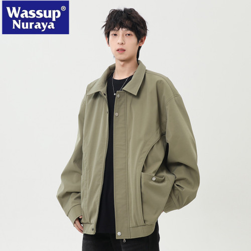 WASSUP NURAYA美式工裝夾克男春秋2025新款潮牌寬松休閒翻領外套
