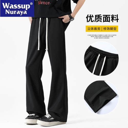 WASSUP NURAYA純色衛褲2025新款運動長褲男直筒寬松垂感休閒褲子