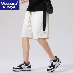 WASSUP NURAYA夏季潮牌直筒速乾五分褲休閒運動籃球沙灘寬松褲男