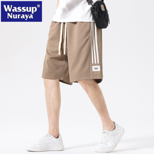 WASSUP NURAYA夏季潮牌直筒速乾五分褲休閒運動籃球沙灘寬松褲男
