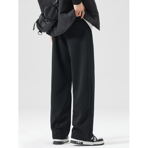 2025春季直筒休閒褲男高級感寬鬆濶腿垂感西褲西裝褲子男士長褲潮