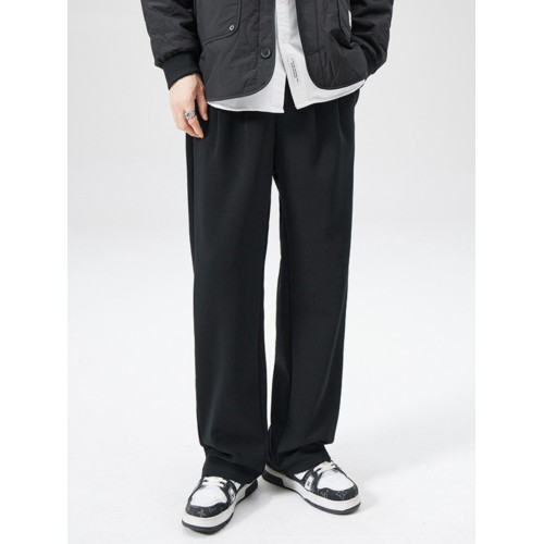 2025春季直筒休閒褲男高級感寬鬆濶腿垂感西褲西裝褲子男士長褲潮