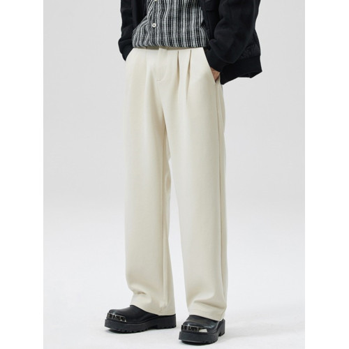 2025春季直筒休閒褲男高級感寬鬆濶腿垂感西褲西裝褲子男士長褲潮