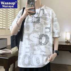 WASSUP NURAYA【7A抗菌】高級印花T恤男夏季薄款寬松青年短袖上衣
