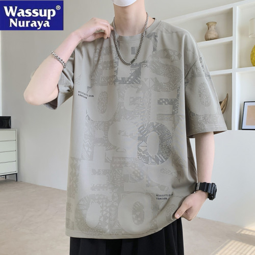 WASSUP NURAYA【7A抗菌】高級印花T恤男夏季薄款寬松青年短袖上衣
