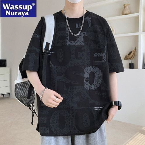 WASSUP NURAYA【7A抗菌】高級印花T恤男夏季薄款寬松青年短袖上衣