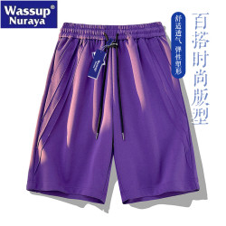 WASSUP Nuraya潮牌紫色運動短褲男士夏季2025新款寬松休閒五分褲
