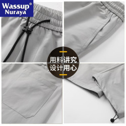 WASSUP NURAYA工裝褲男2025新款春夏寬松彎刀褲痞帥濶腿休閒褲子