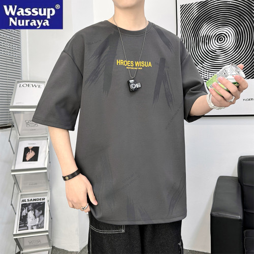 WASSUP NURAYA短袖t恤男士夏季2025新款寬松速乾休閒青年學生半袖