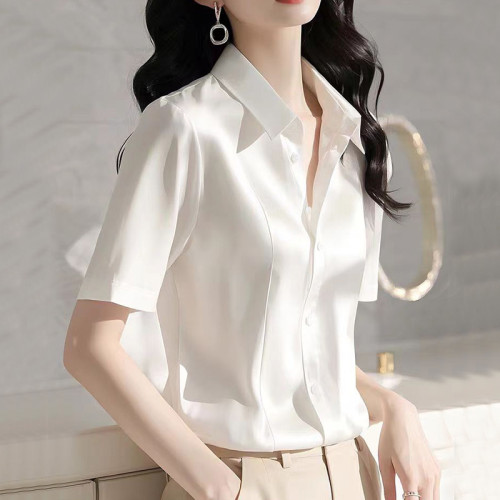 動感哥弟真絲襯衫女上衣2025夏裝新款法式桑蠶絲輕奢純色職業襯衣