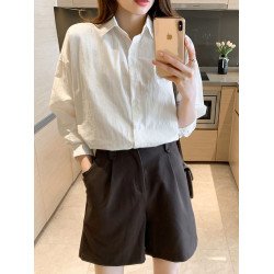 100%純棉白襯衫女2025春秋季新款長袖內搭休閒通勤OL上衣寬松襯衣