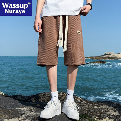WASSUP NURAYA休閒短褲男夏季速乾五分褲男潮流寬鬆百搭運動中褲