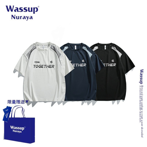 WASSUP NURAYA美式字母印花速乾短袖T恤男士夏季新款潮牌寬松上衣