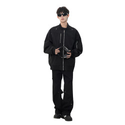 WASSUP NURAYA棒球領夾克男士春秋新款寬松百搭拉鍊潮牌休閒外套