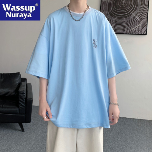 WASSUP NURAYA2024短袖T恤國潮男夏季美式圓領青少年情侶半袖上衣