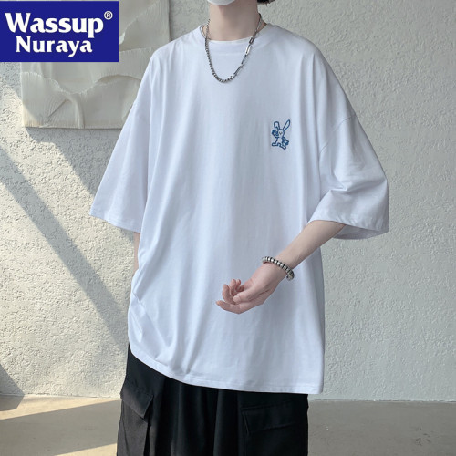 WASSUP NURAYA2024短袖T恤國潮男夏季美式圓領青少年情侶半袖上衣