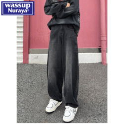 WASSUP NURAYA2025夏季新款薄款寬松濶腿美式彎刀牛仔褲男生長褲
