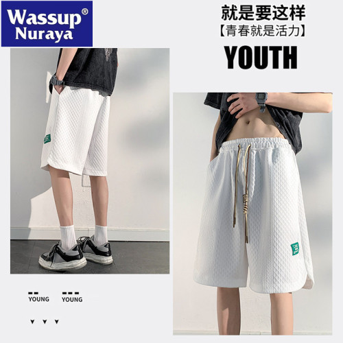 WASSUP NURAYA運動短褲男夏季薄款外穿五分褲休閒寬松直筒沙灘褲