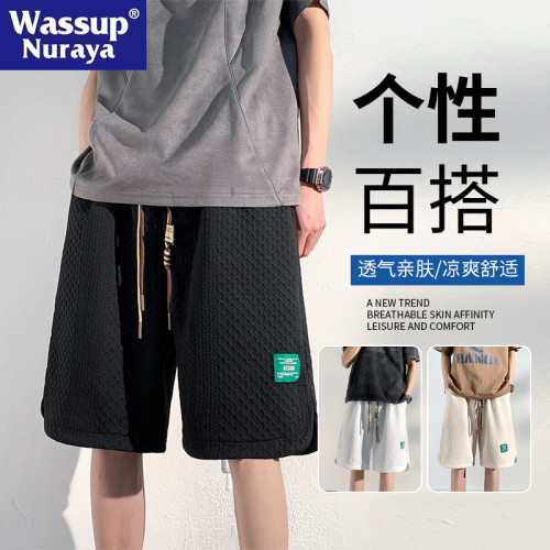 WASSUP NURAYA運動短褲男夏季薄款外穿五分褲休閒寬松直筒沙灘褲