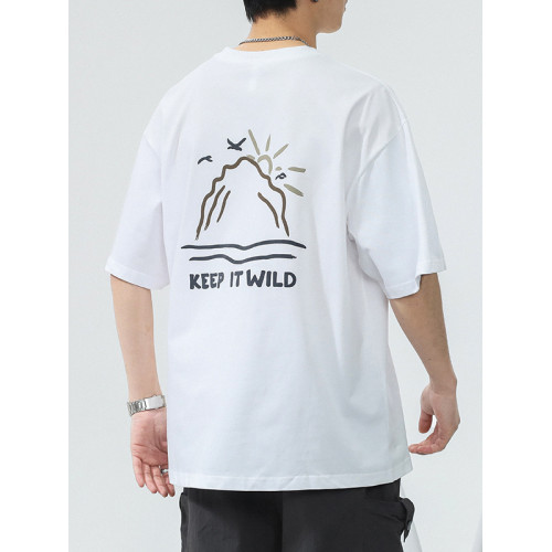 美式重磅短袖T恤男2025夏季潮牌藏青色寬松純棉刺綉圓領半袖體恤