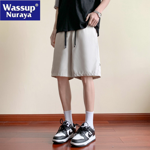 WASSUP NURAYA冰絲短褲男夏季薄潮痞帥速乾美式寬鬆休閒五分中褲