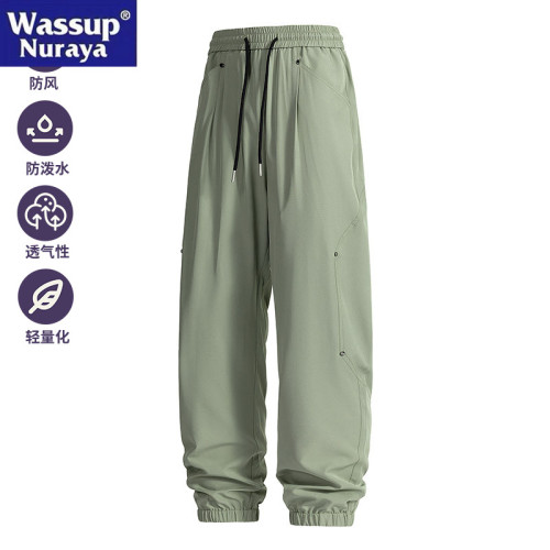 WASSUP Nuraya潮牌2025春秋新款束腳休閒褲男抽繩工裝松緊高街褲