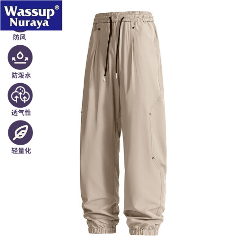 WASSUP Nuraya潮牌2025春秋新款束腳休閒褲男抽繩工裝松緊高街褲