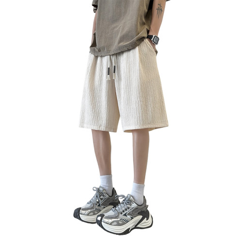 WASSUP NURAYA冰絲肌理感紋理運動短褲男夏寬松直筒休閒五分褲子