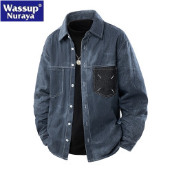 WASSUP Nuraya潮牌襯衫外套男春秋情侶牛仔休閒寬鬆青年長袖襯衣