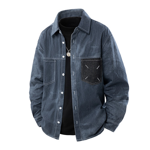 WASSUP Nuraya潮牌襯衫外套男春秋情侶牛仔休閒寬鬆青年長袖襯衣