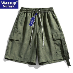WASSUP Nuraya潮牌大碼冰絲短褲男寬鬆美式速乾沙灘青年五分褲子