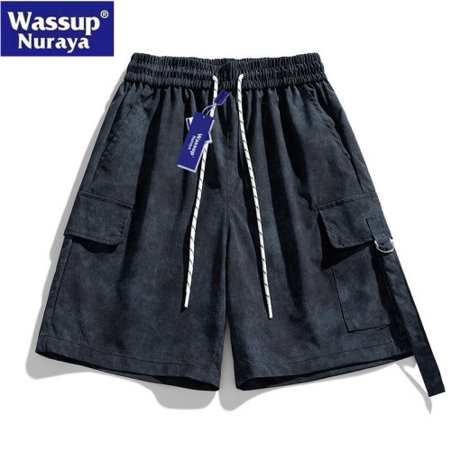 WASSUP Nuraya潮牌大碼冰絲短褲男寬鬆美式速乾沙灘青年五分褲子