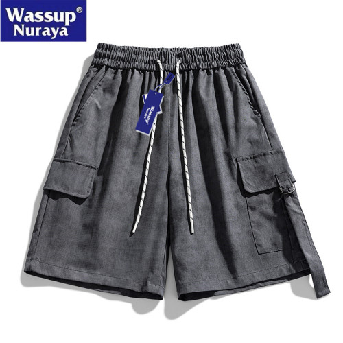 WASSUP Nuraya潮牌大碼冰絲短褲男寬鬆美式速乾沙灘青年五分褲子