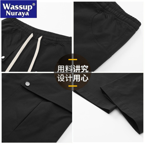 WASSUP Nuraya潮牌工裝褲男士春夏直筒休閒傘兵褲寬鬆休閒沖鋒褲