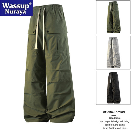 WASSUP Nuraya潮牌工裝褲男士春夏直筒休閒傘兵褲寬鬆休閒沖鋒褲