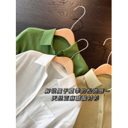 高級醋酸天絲亞麻女裝長袖襯衣 外搭輕薄款防曬襯衫外套上衣女春