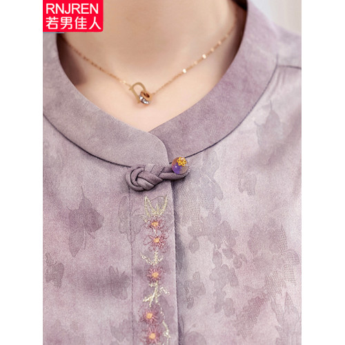 中老年女裝夏季襯衫媽媽裝長袖襯衣老年女裝春夏裝奶奶裝上衣服