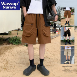 WASSUP NURAYA冰絲速乾短褲男多口袋青年戶外運動休閒沙灘五分褲