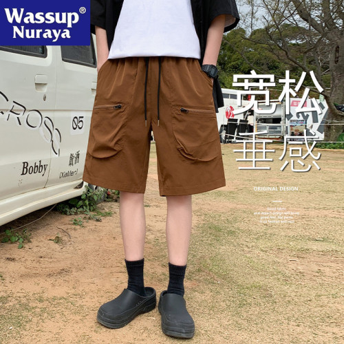 WASSUP NURAYA冰絲速乾短褲男多口袋青年戶外運動休閒沙灘五分褲