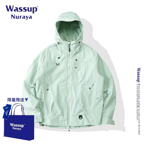 WASSUP NURAYA美式高街潮牌連帽沖鋒衣男女春秋季新款登山服外套